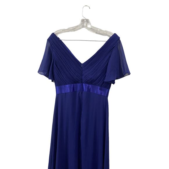Long Chiffon Empire Waist Dress by EVER PRETTY with Short Flutter Sleeves size 8 - Picture 9 of 12
